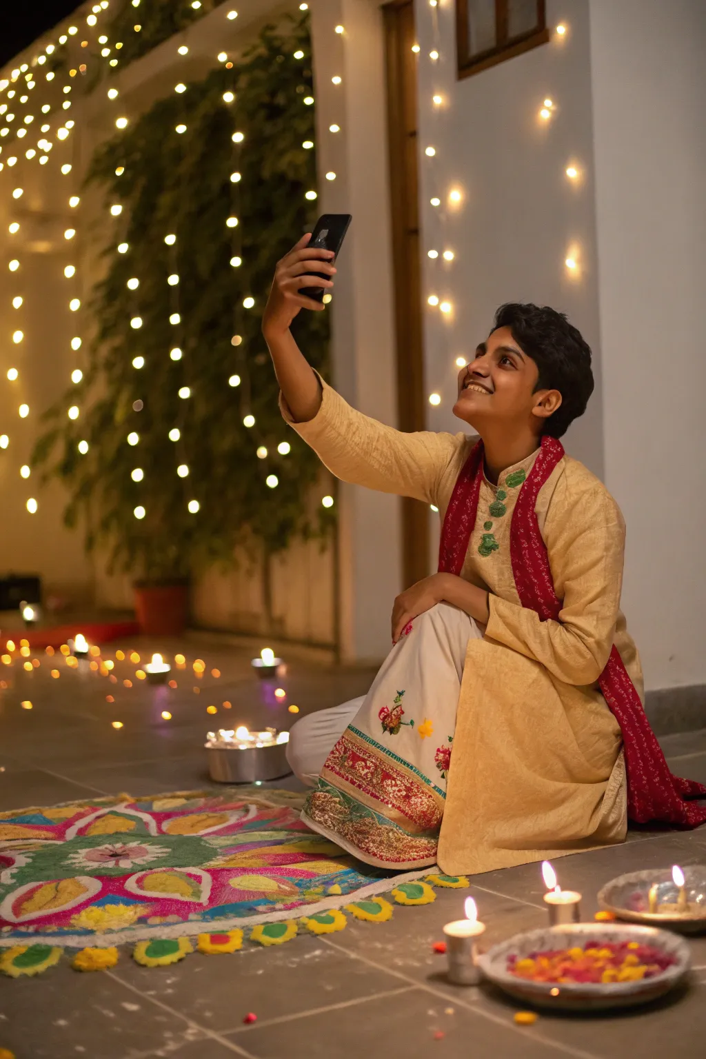Festive self-portraits showcase your unique style and celebration spirit.