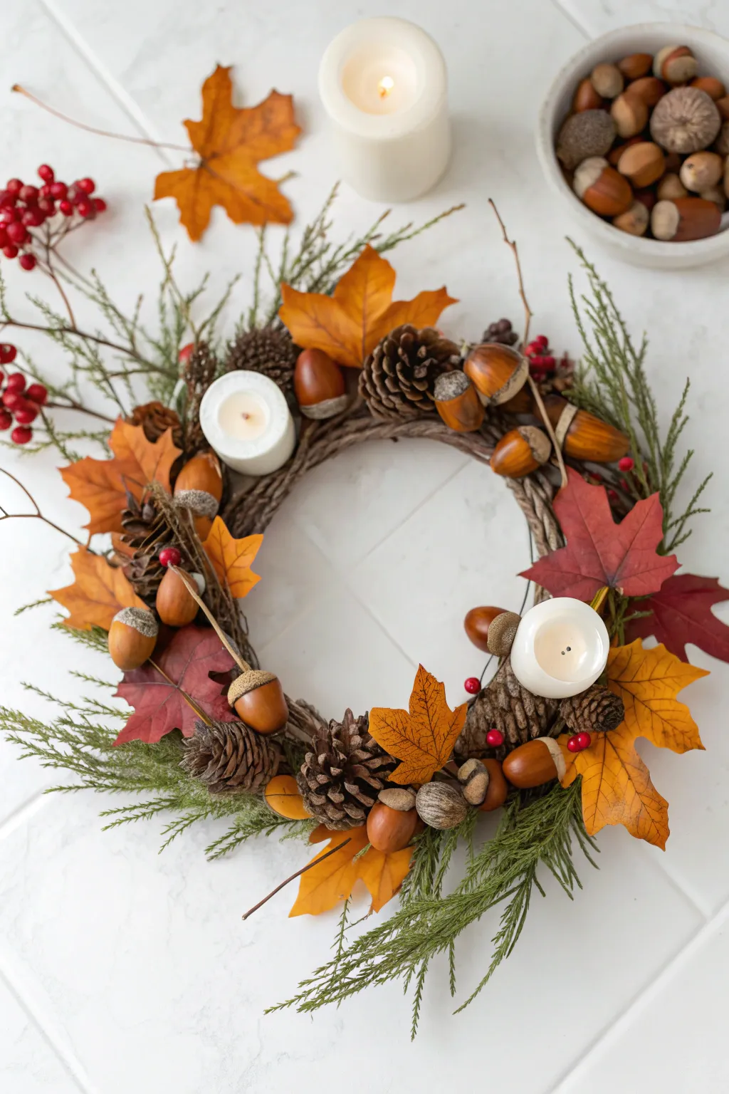 Embrace the season with a nature-inspired Advent wreath that blends minimalism with the rich hues of autumn.