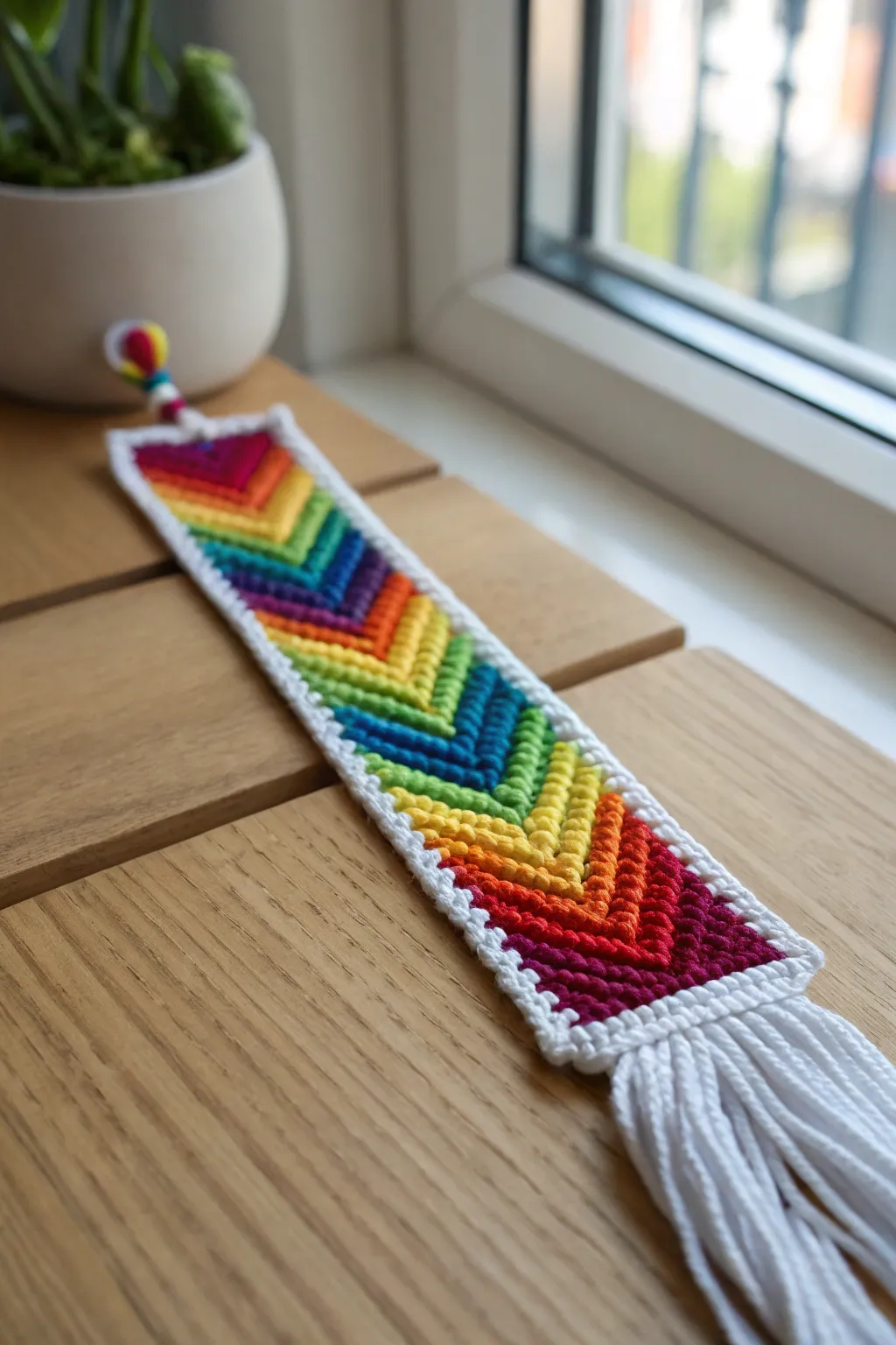 Add a splash of color to your reading with this handcrafted rainbow bookmark! 🌈✨
