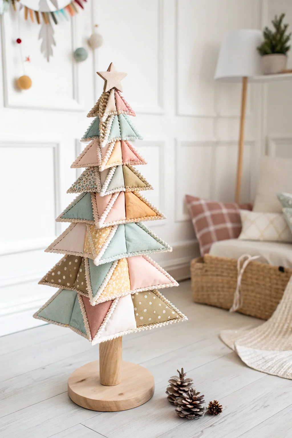 Transform fabric scraps into a stunning DIY Christmas tree that embodies Scandinavian simplicity and Boho charm.