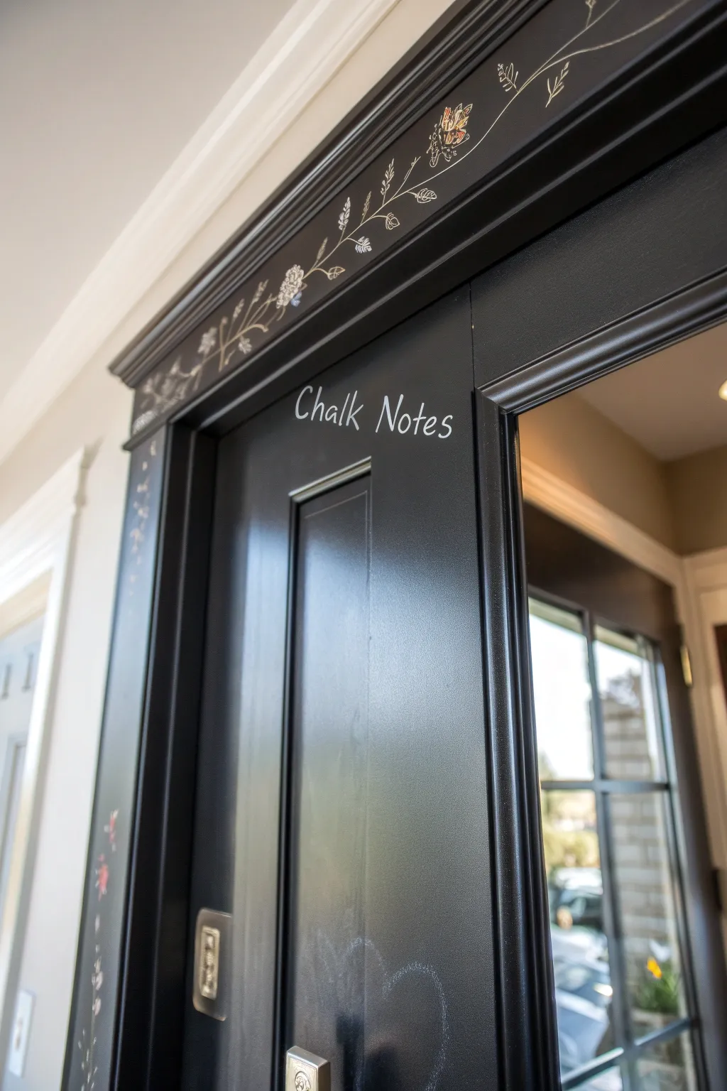 Transform your doorway with Chalkboard Chic: a writable trim for creativity and functionality.