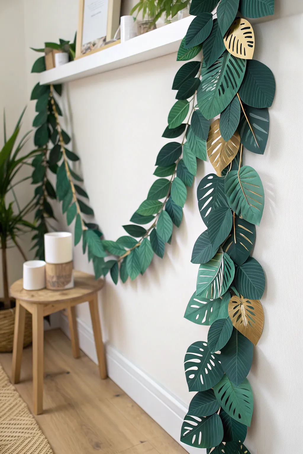 Transform your space into a tropical paradise with this stunning giant leaf garland – where minimalism meets boho charm.