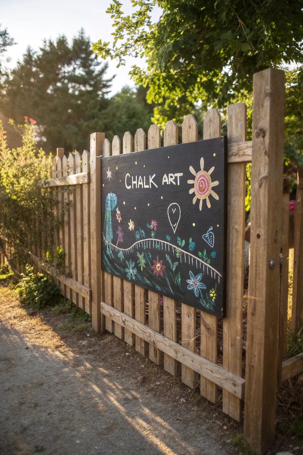 Unleash creativity with a DIY chalkboard fence—where art meets nature.