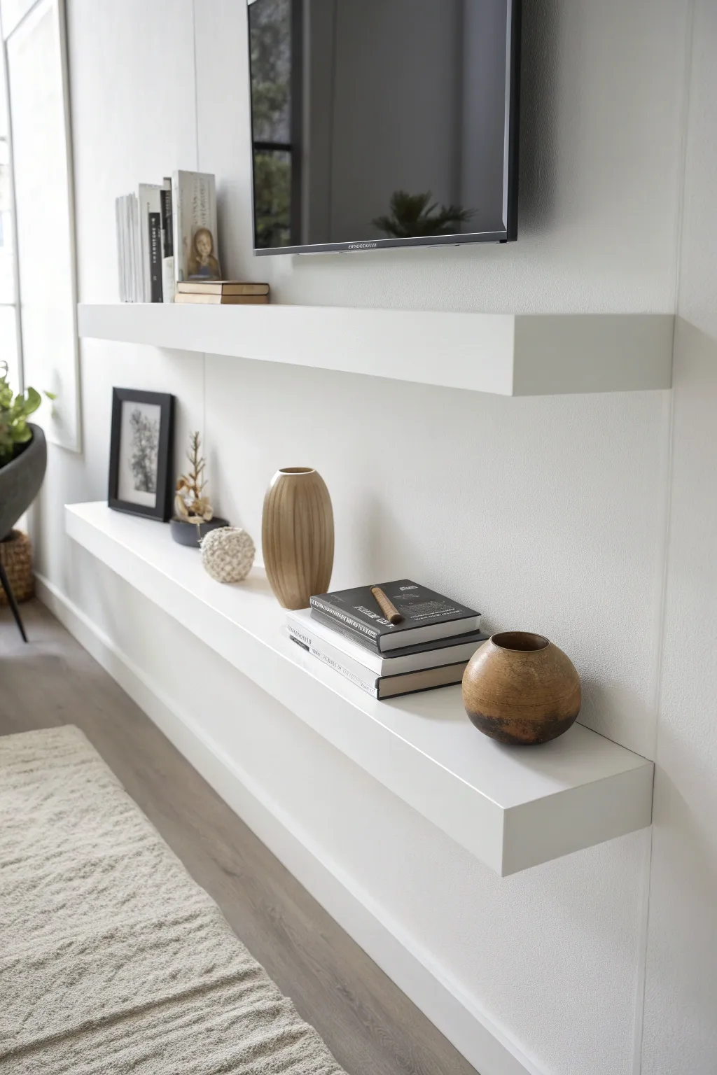 Discover the elegance of simplicity with this minimalist floating shelf, perfect for showcasing your favorite pieces.