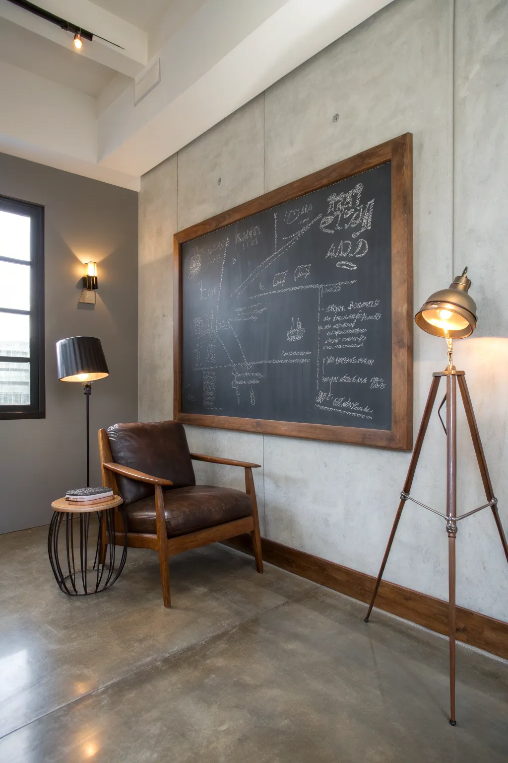 Elevate your home with a sleek and stylish chalkboard wall for dynamic creativity and interaction.