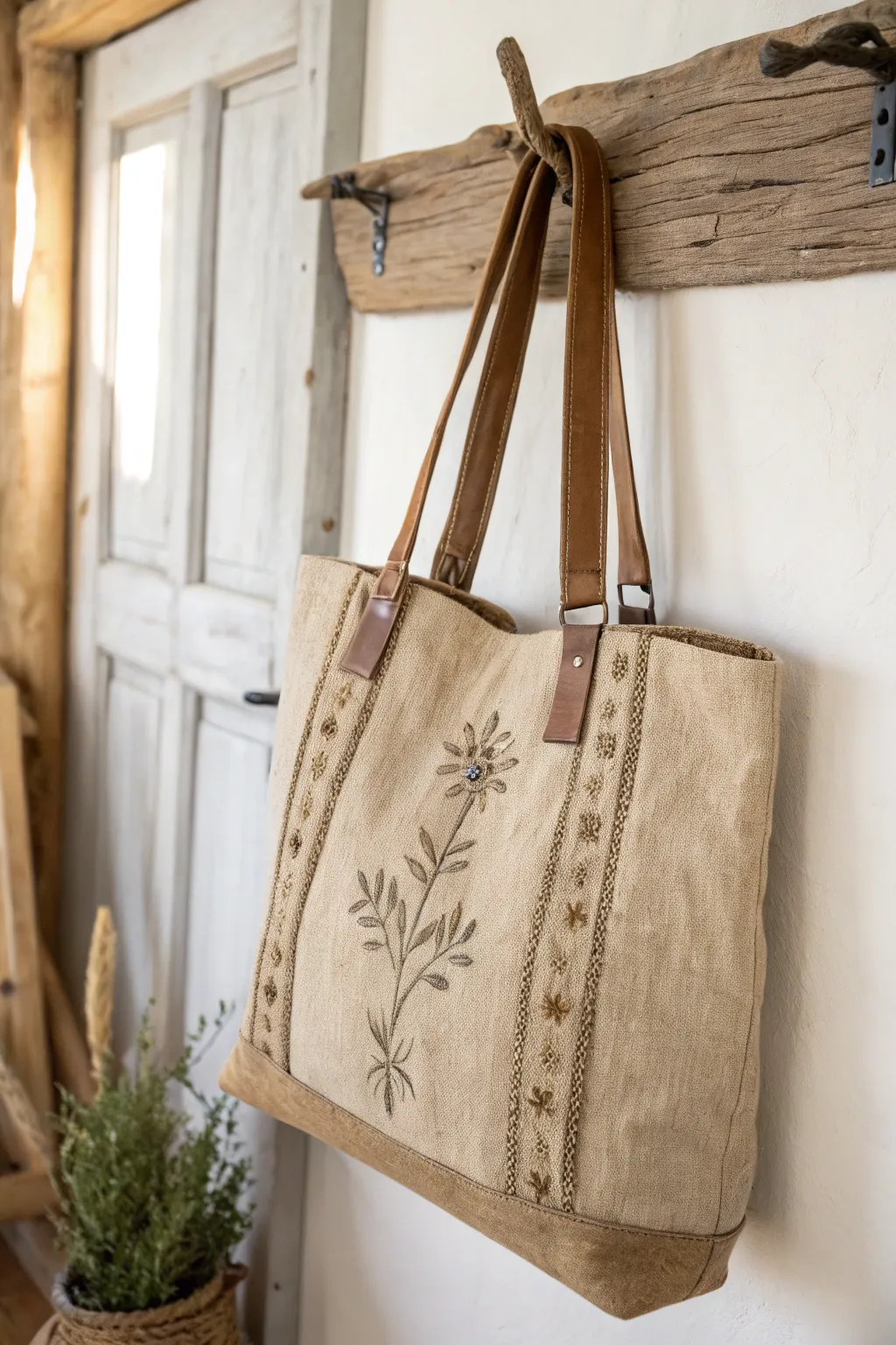 Embrace eco-chic style with this beautifully crafted burlap tote—perfect for your everyday adventures.