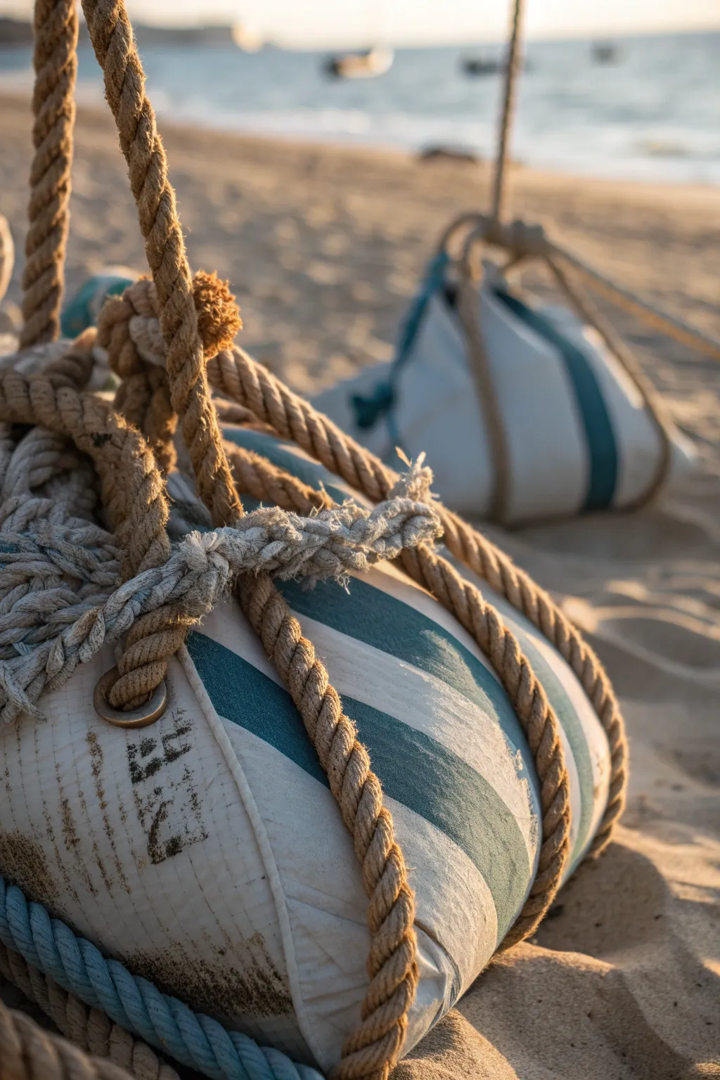 Elevate your beachside event with this nautical-themed tent weight: a perfect blend of style and function.