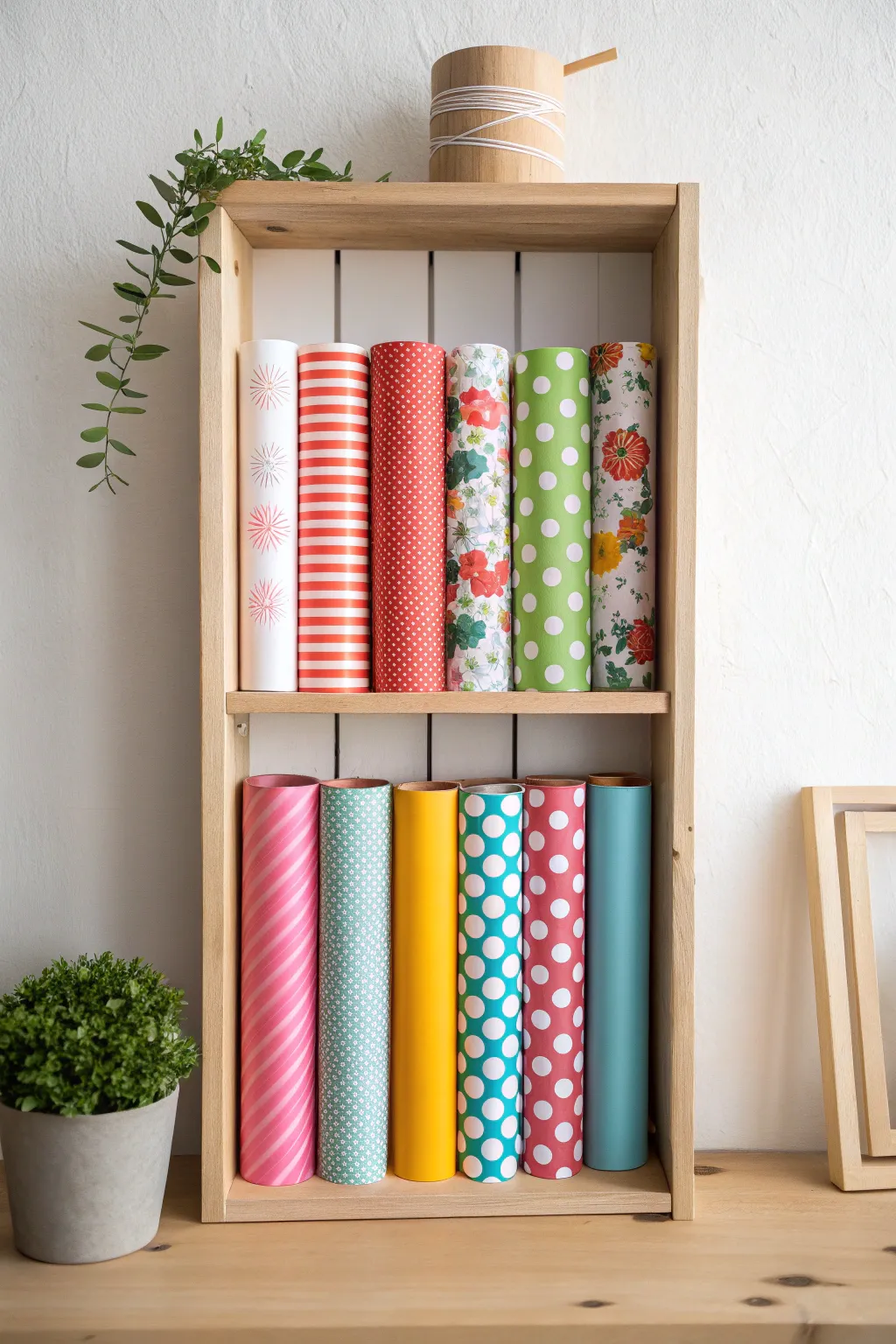 Transform your wrapping paper into a vibrant art piece with this creative and stylish display.