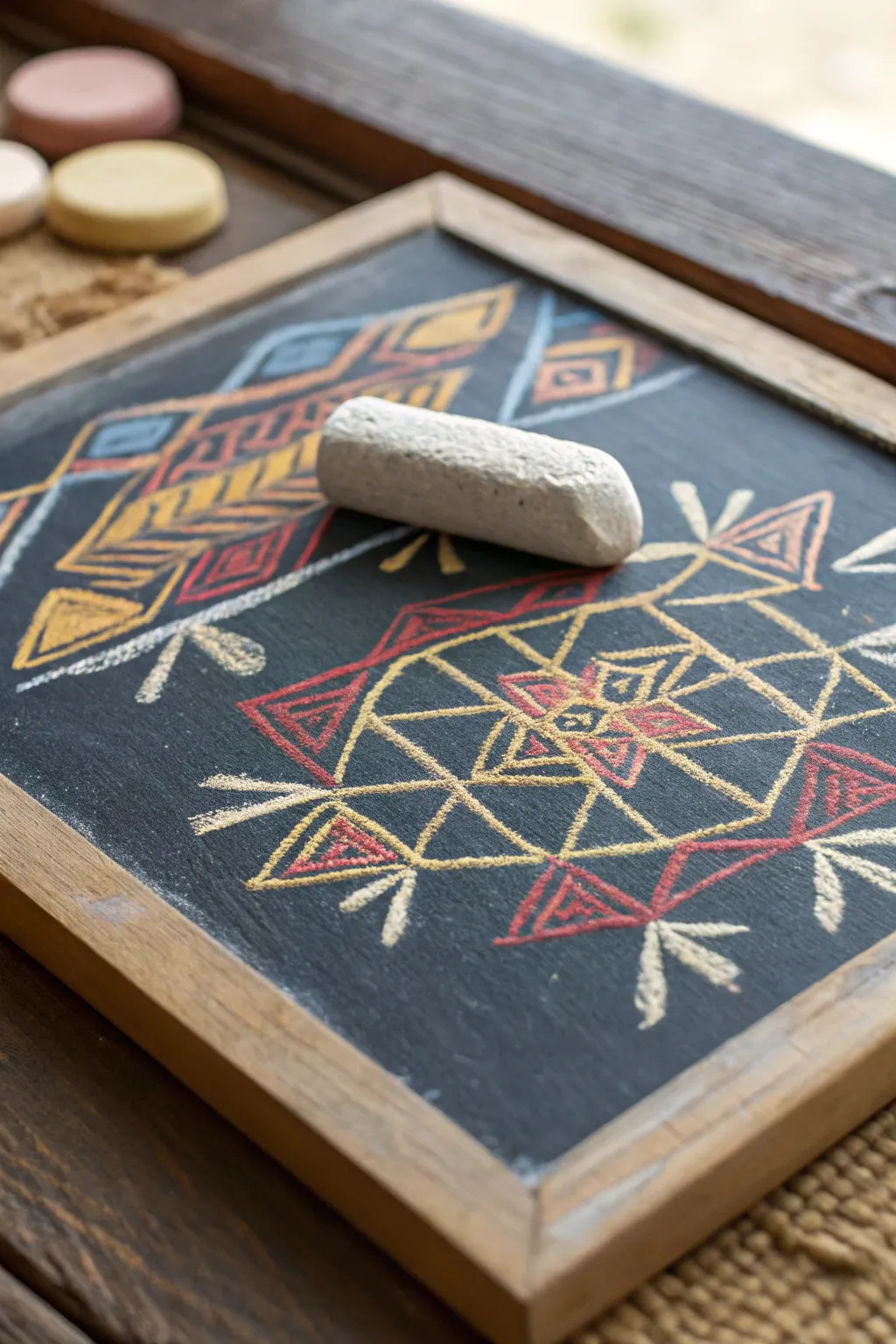 Unlock your creativity with this stunning geometric chalk art, where simplicity meets bold elegance.