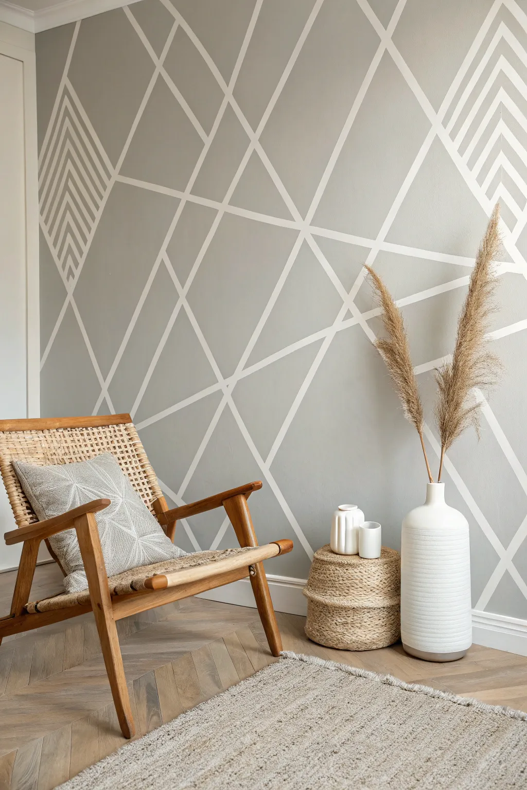 Transform your space with minimalist elegance using tape and monochrome magic.