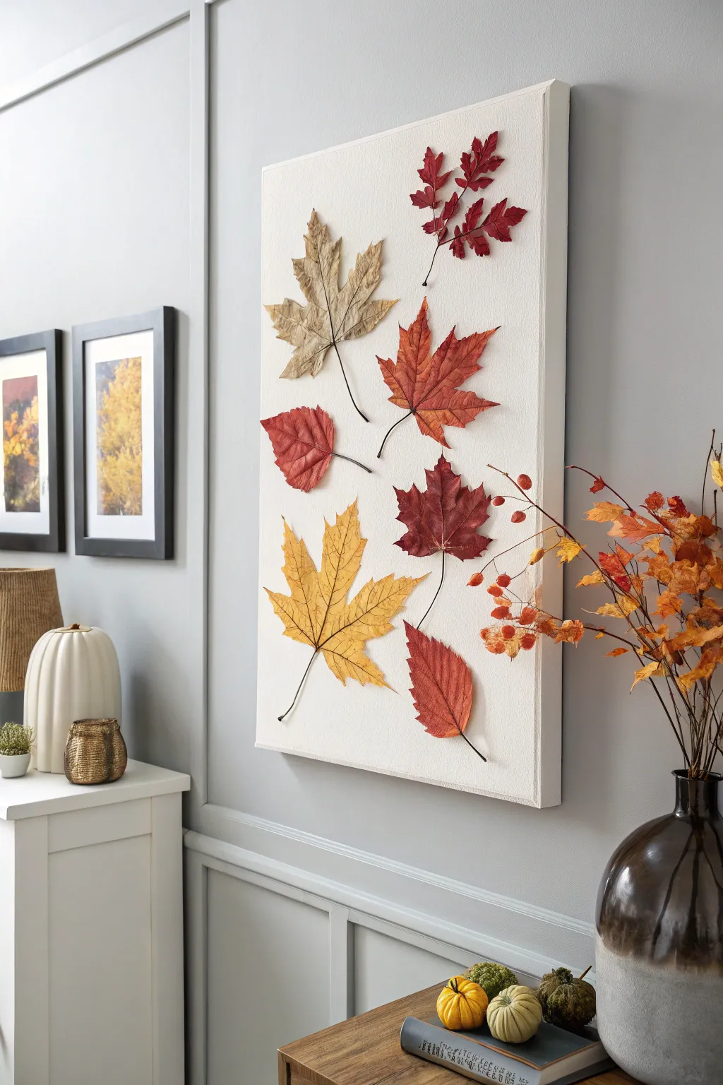 Bring the beauty of fall indoors with this stunning Leafy Wall Art, where Scandinavian simplicity meets Boho warmth.