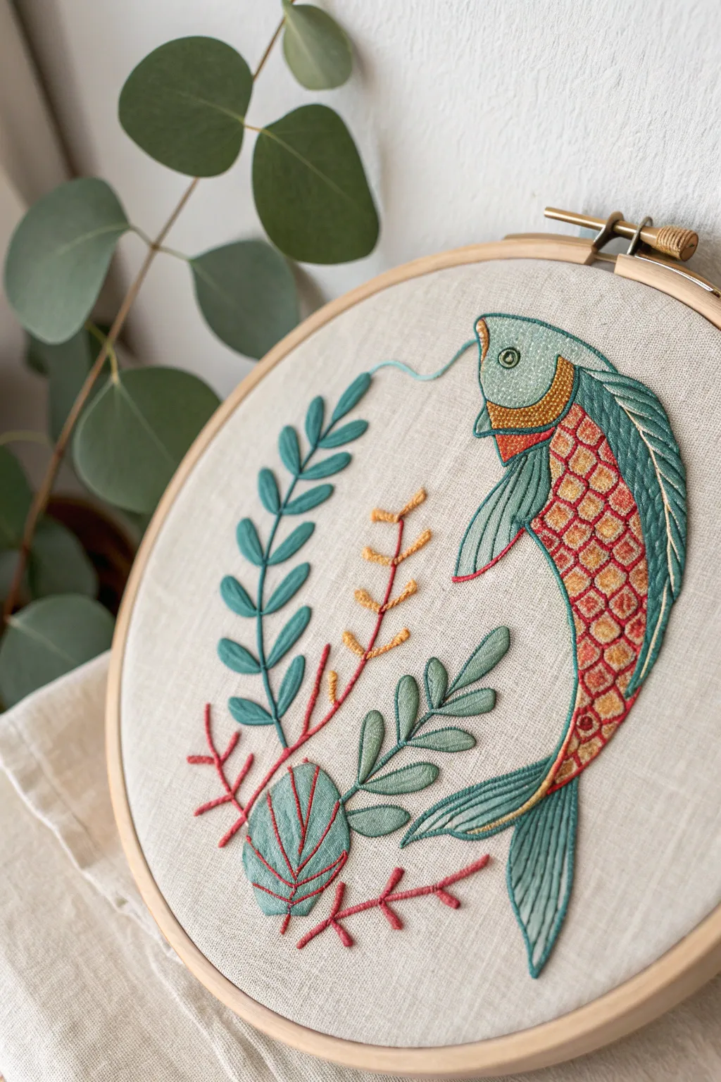 Dive into the art of embroidery with this stunning fish design—where traditional charm meets modern elegance.
