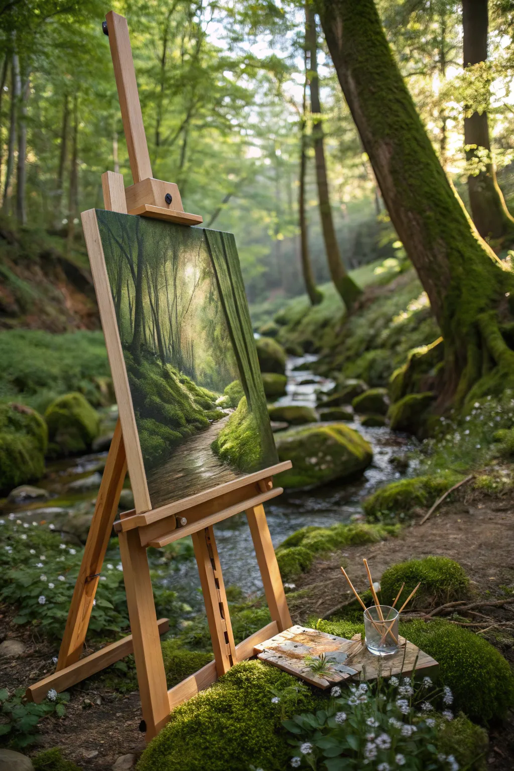 Discover the serenity of hidden groves through the art of forest painting.