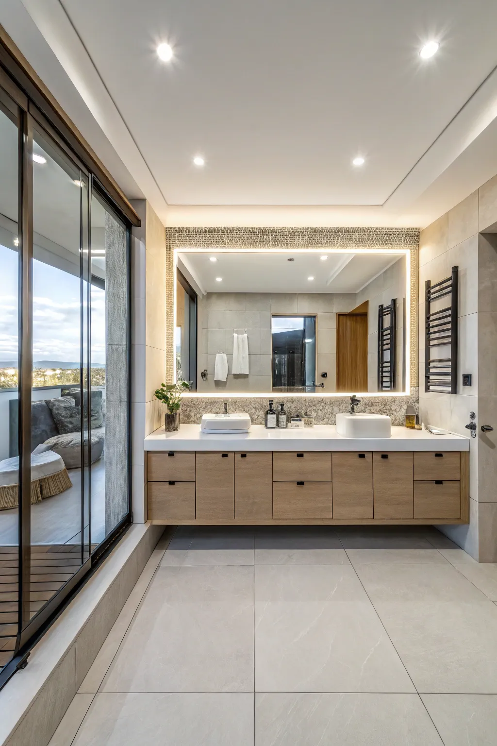Horizontal mirrors enhance width, offering a broad view in narrow spaces.