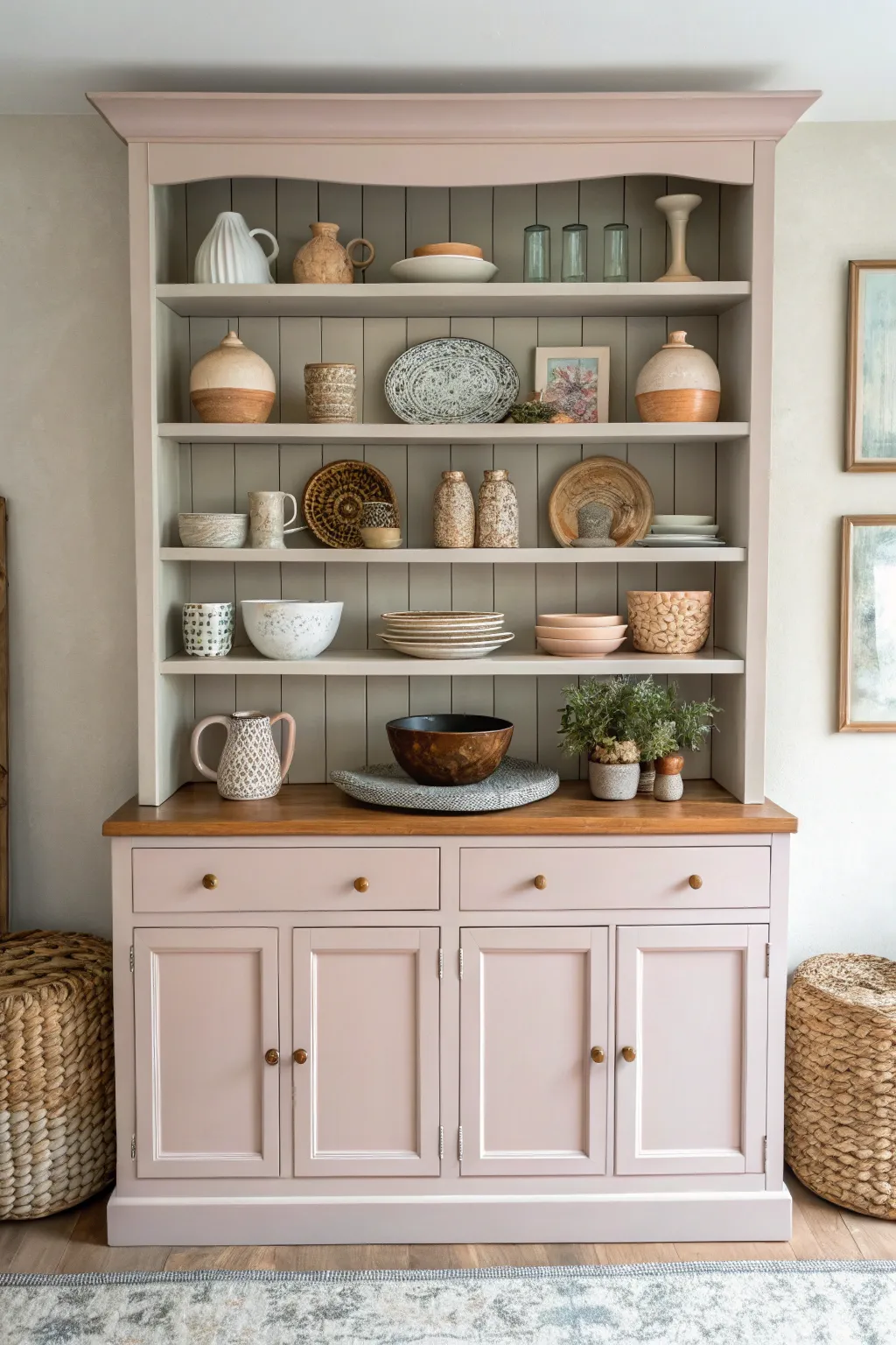Transform your hutch into a stunning open display for your favorite ceramics. Embrace simplicity and style with this minimalist makeover!