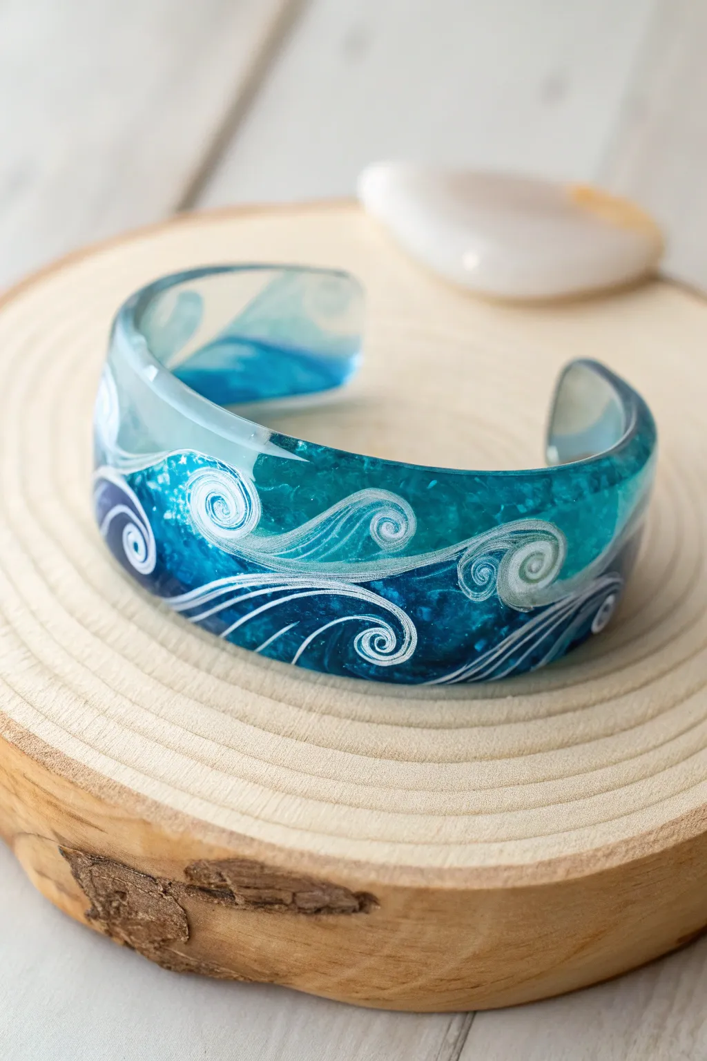 Escape to the sea with every glance at this exquisite ocean wave cuff bracelet, where craftsmanship meets natural beauty.