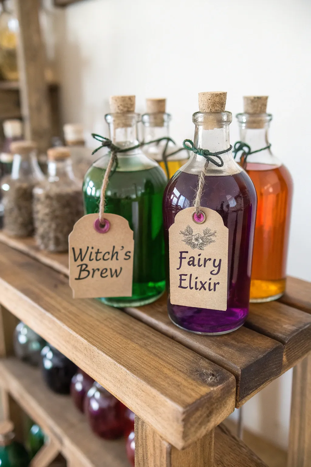Enchant your porch with a touch of magic! 🧙‍♀️✨ DIY potion bottles add a whimsical flair to your Halloween decor. #MinimalistMagic #BohoHalloween