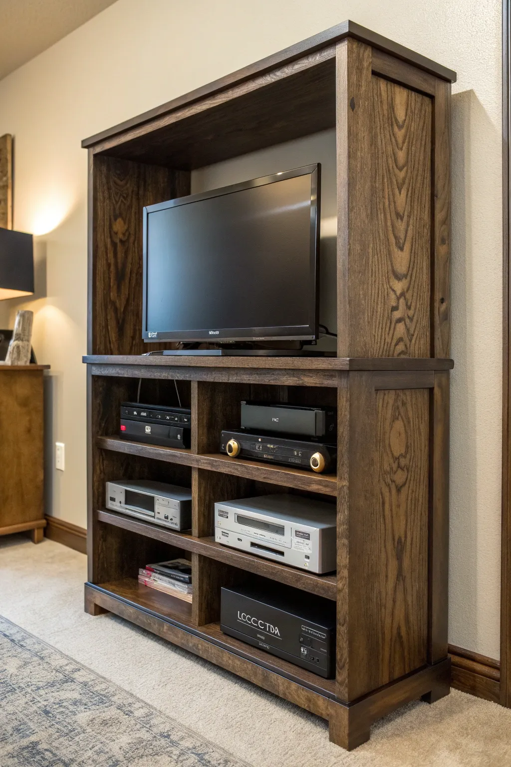 Elevate your space with a stylish DIY TV stand from a repurposed bookshelf. #DIYHome #StylishLiving