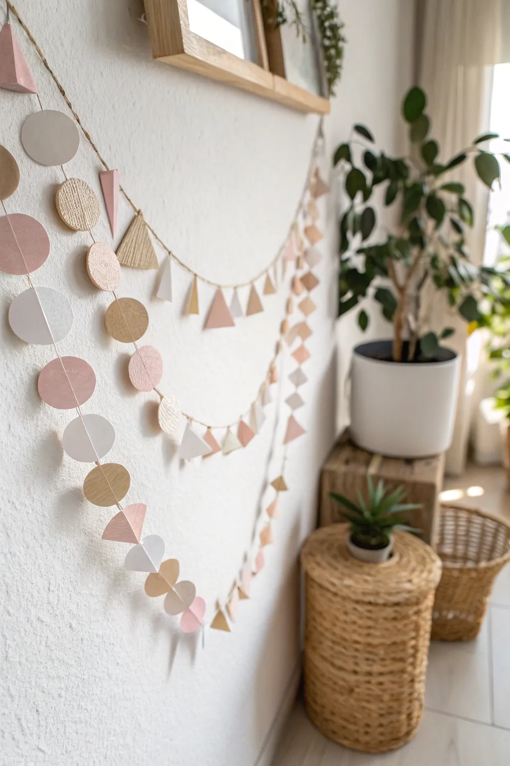 Add a whimsical, handcrafted touch to your space with delicate pastel paper garlands.