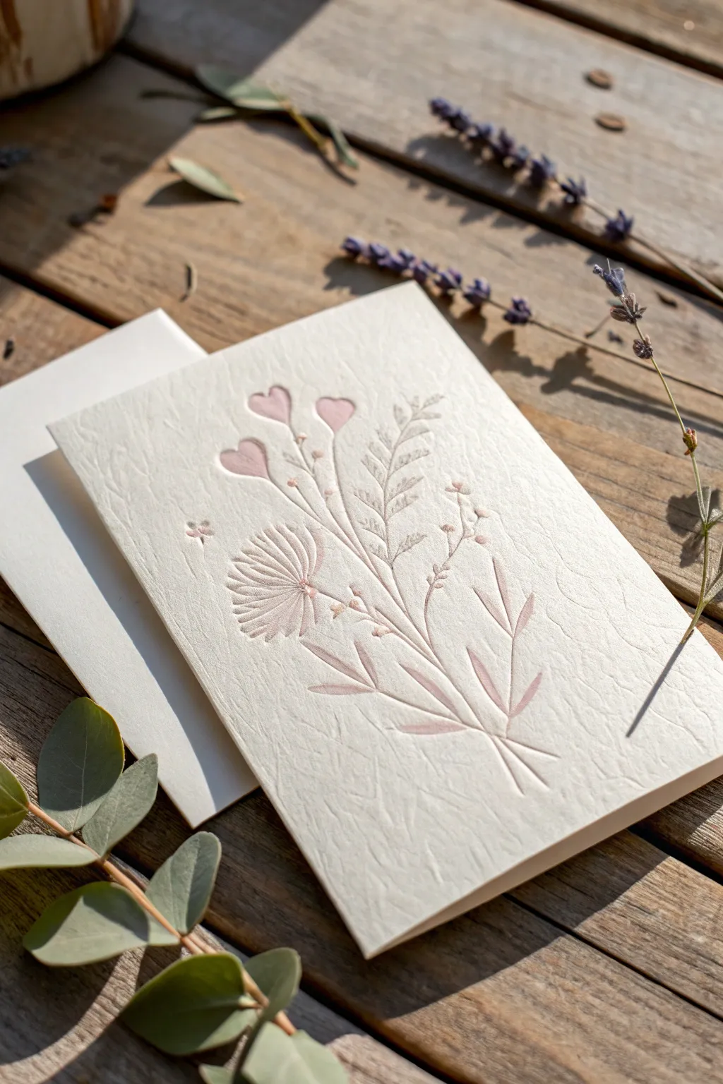 Timeless charm meets handmade elegance in this beautifully embossed Valentine's Day card.
