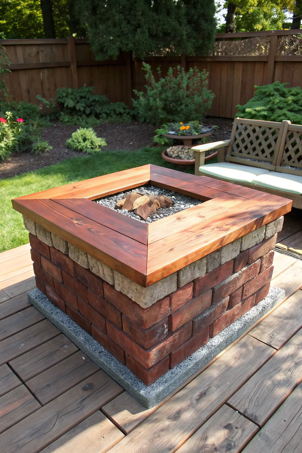 Transform your outdoor space with a versatile brick fire pit topped with a stylish serving table.