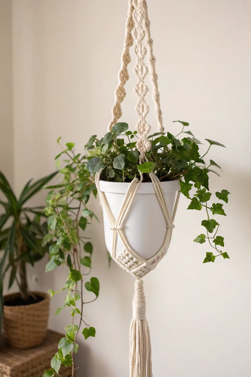 Elevate your space with artisanal macramé hangers - simplicity meets natural beauty.