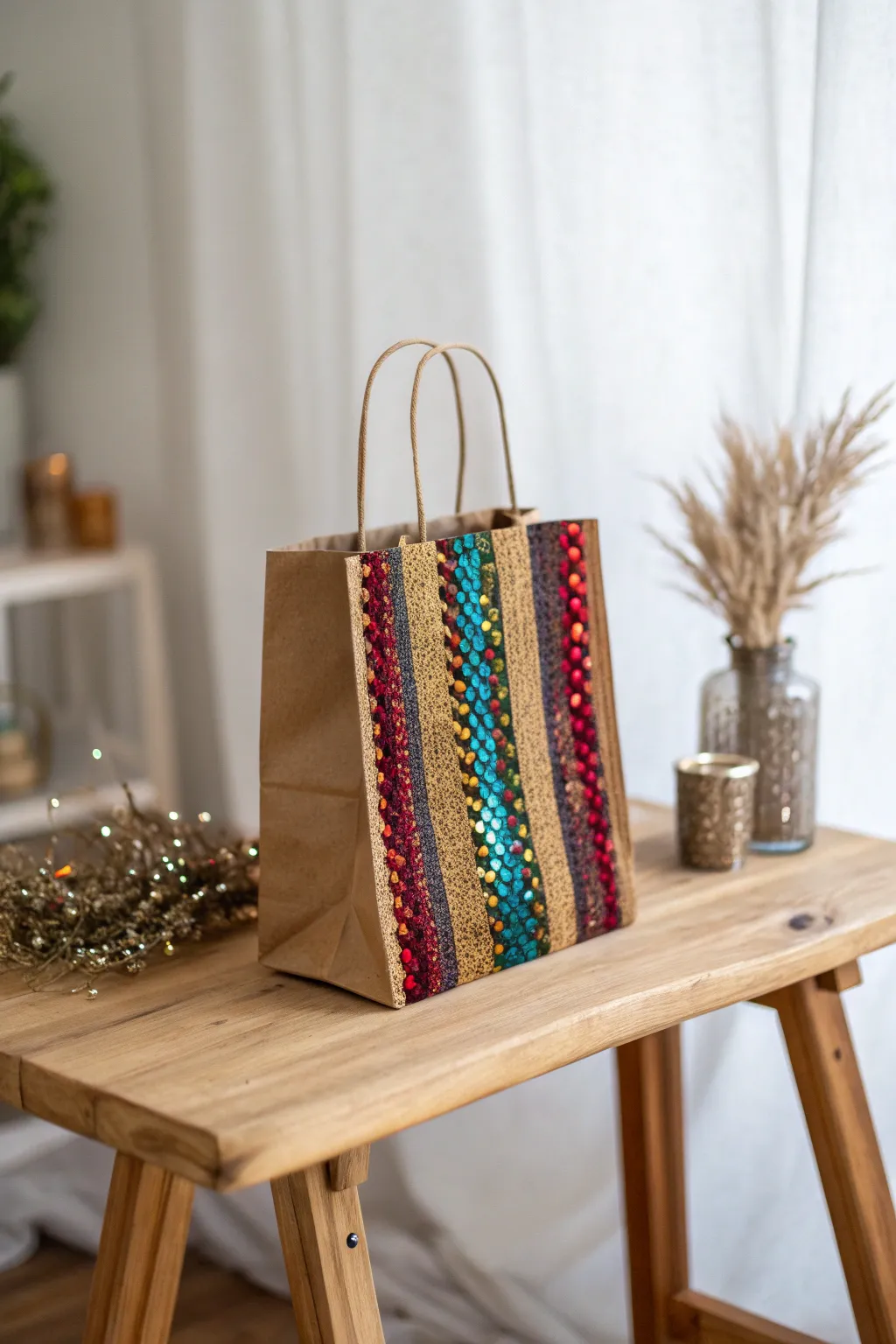 Add a touch of sparkle to your evening with this dazzling sequin paper bag!