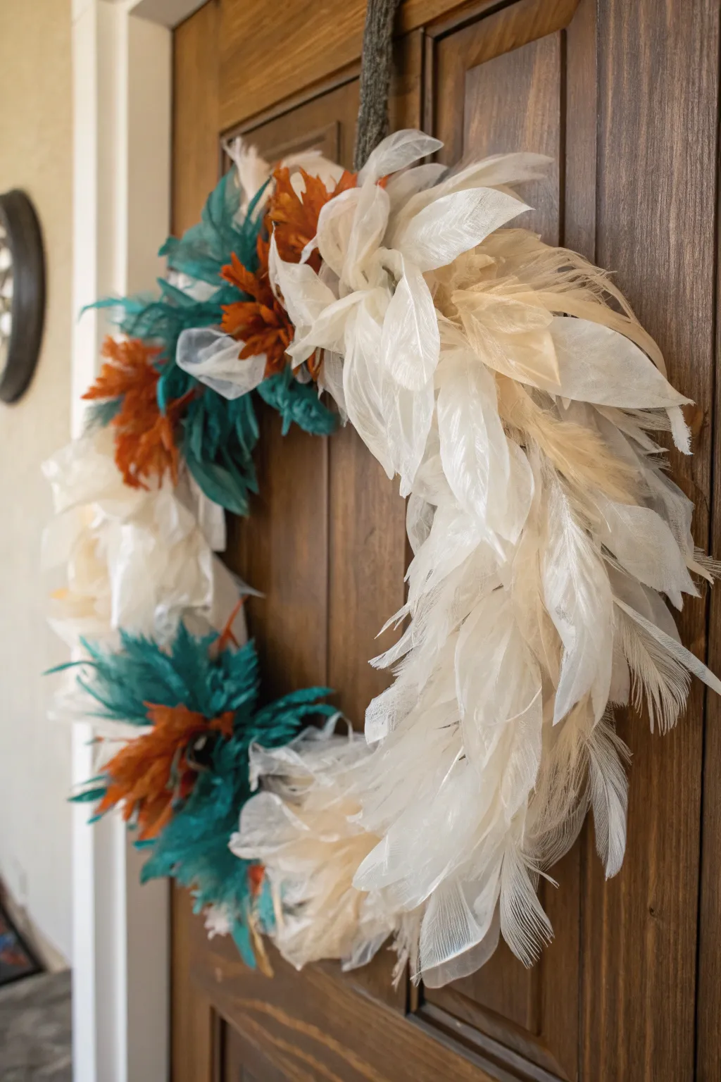 Transform your front door with a stunning DIY wreath made from upcycled plastic bags—where sustainability meets style!