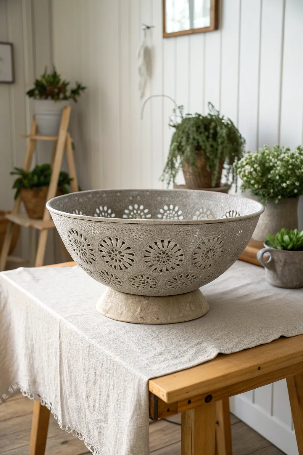 Transform your space with the delicate beauty of a colander-molded hypertufa planter. 🌿✨ #CraftedElegance #ScandiBoho