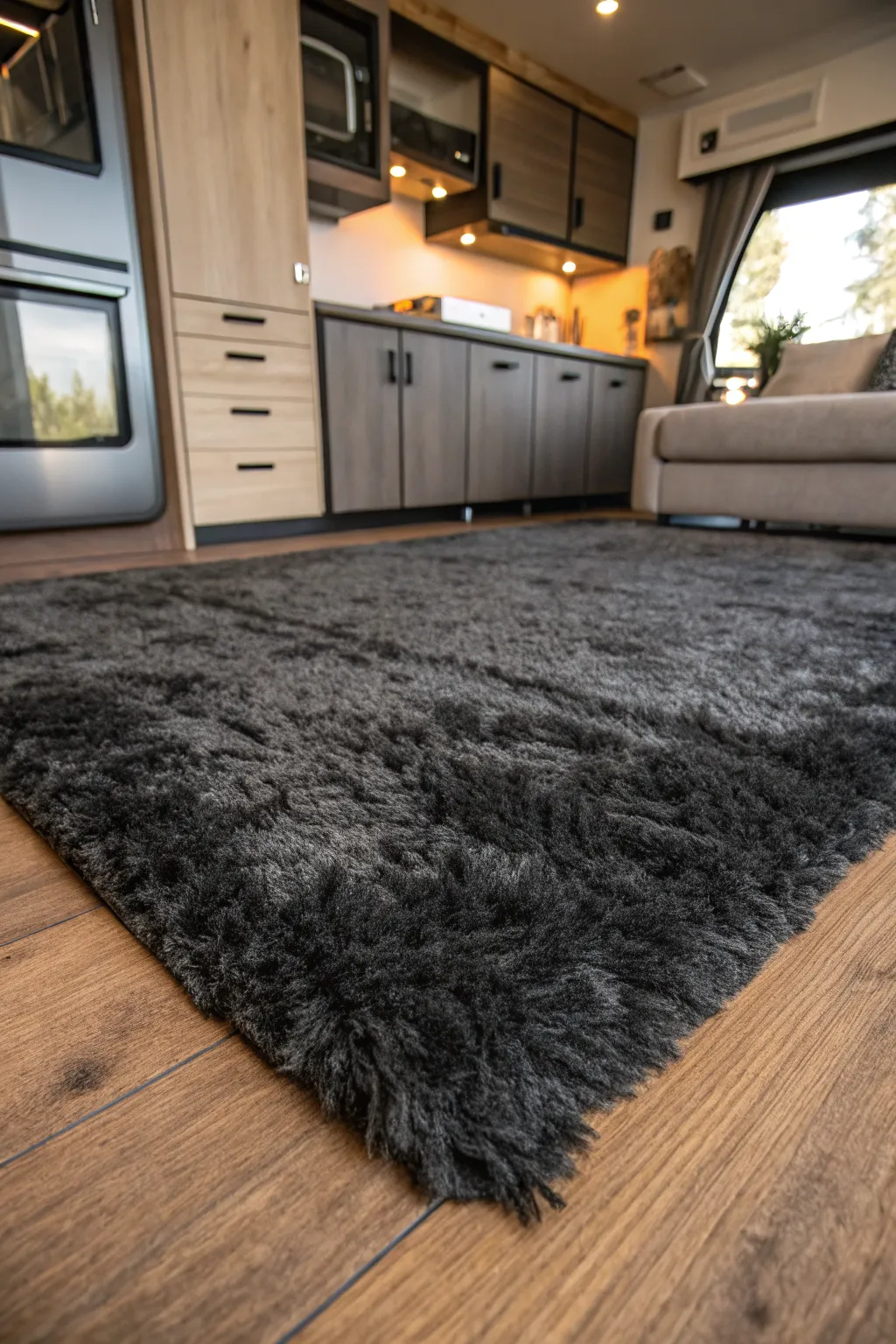 Elevate your camper experience with a touch of luxury: the perfect shag rug.