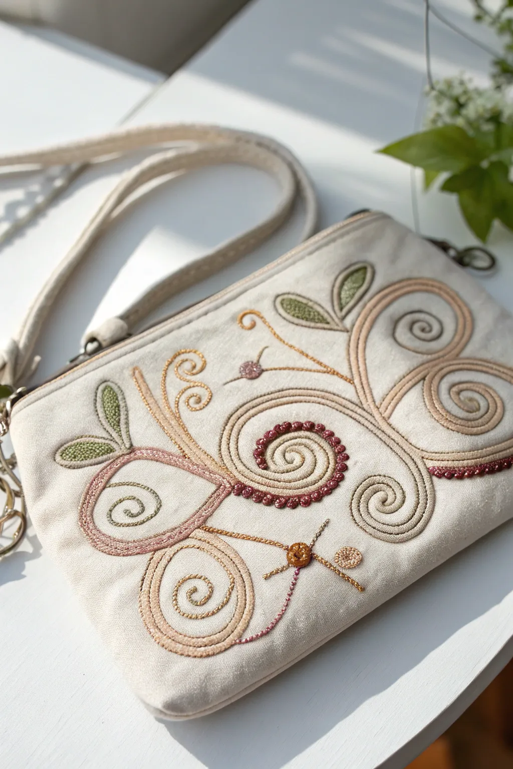Embrace the art of simplicity with whimsical whirls that dance across your purse, adding a touch of boho-chic elegance.