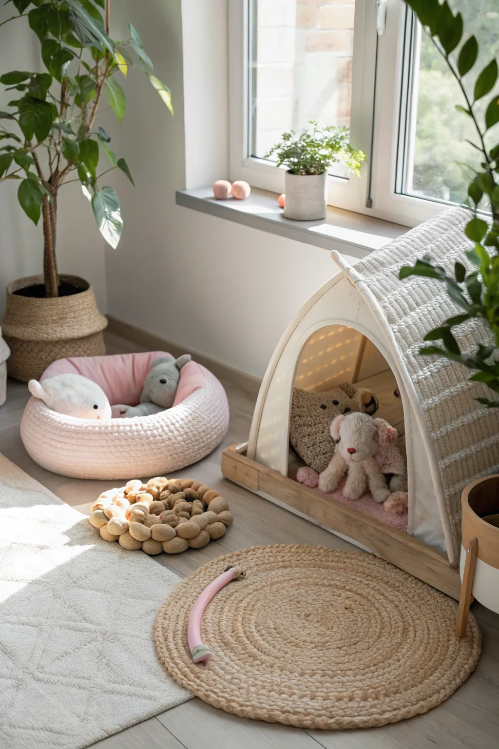 Capture the joy of spring with a charming pet play nook—where simplicity meets playful elegance.