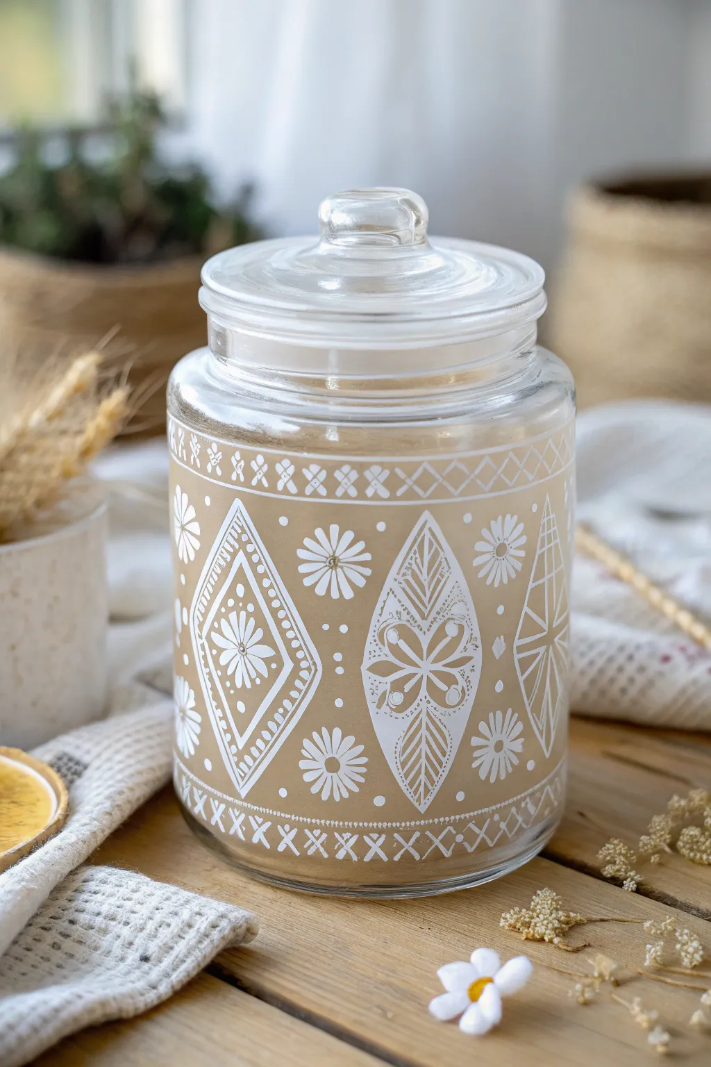 Transform ordinary jars into artful décor with DIY decals. Perfect for adding a touch of elegance to your space.