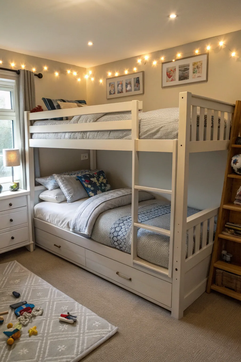 Flexible sleeping arrangements with a pull-out bed.