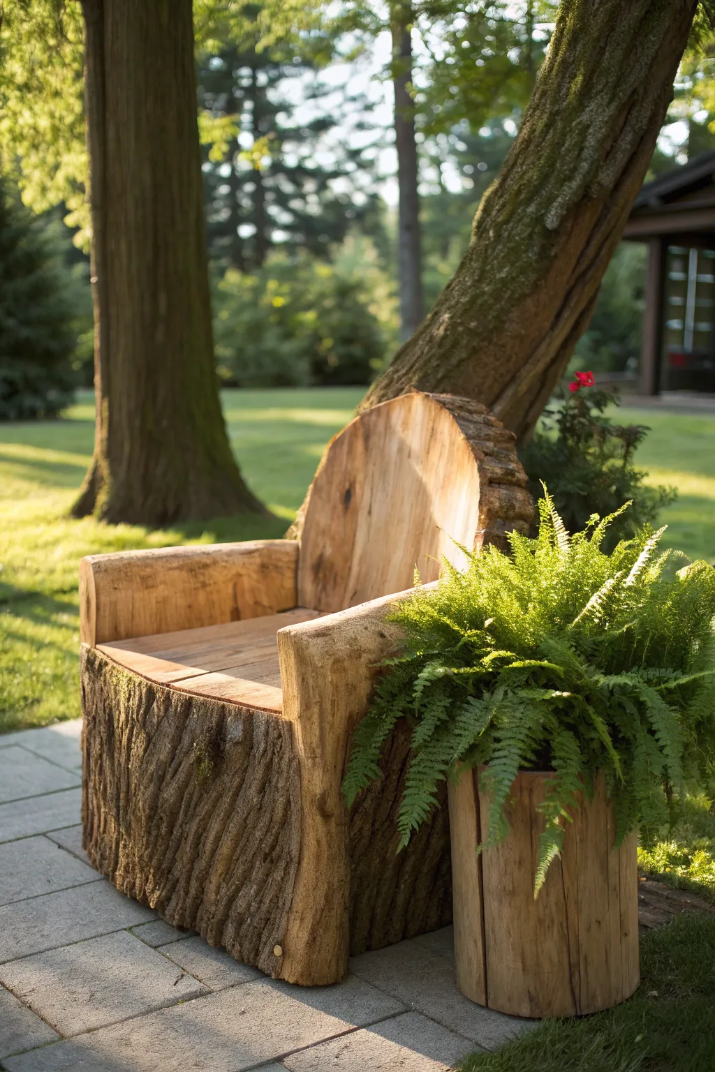 Elevate your outdoor space with a log chair that brings nature closer to you, combining comfort and style in one unique piece.