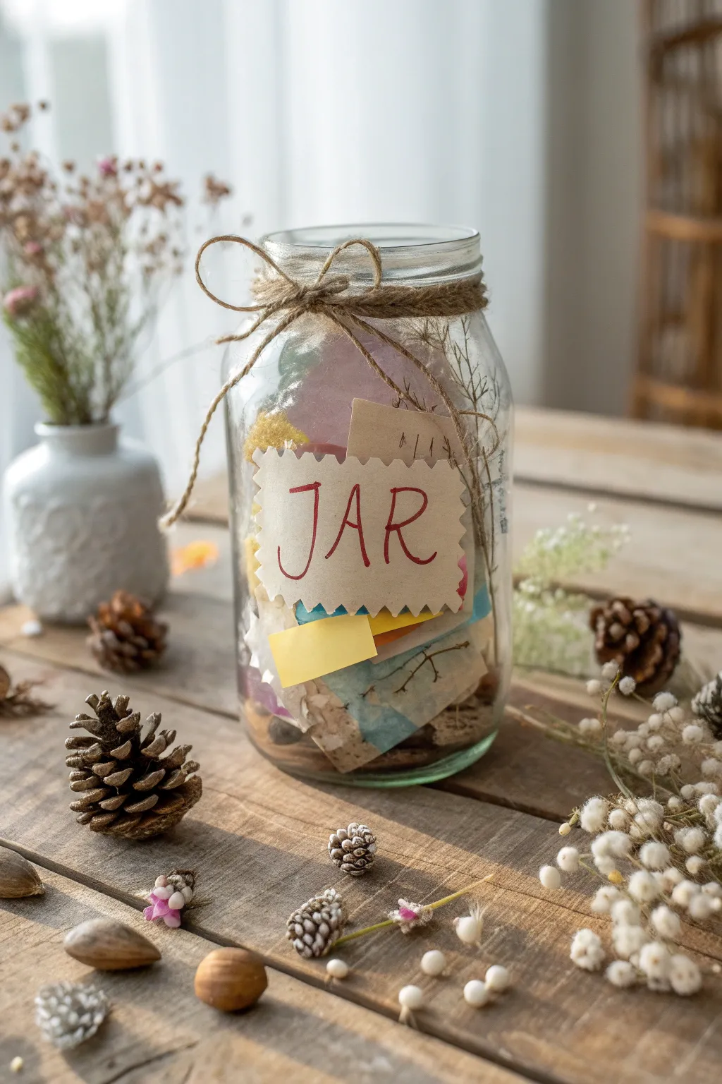 Capture the essence of every season with heartfelt notes in a beautifully crafted jar, a perfect blend of simplicity and vibrant charm.