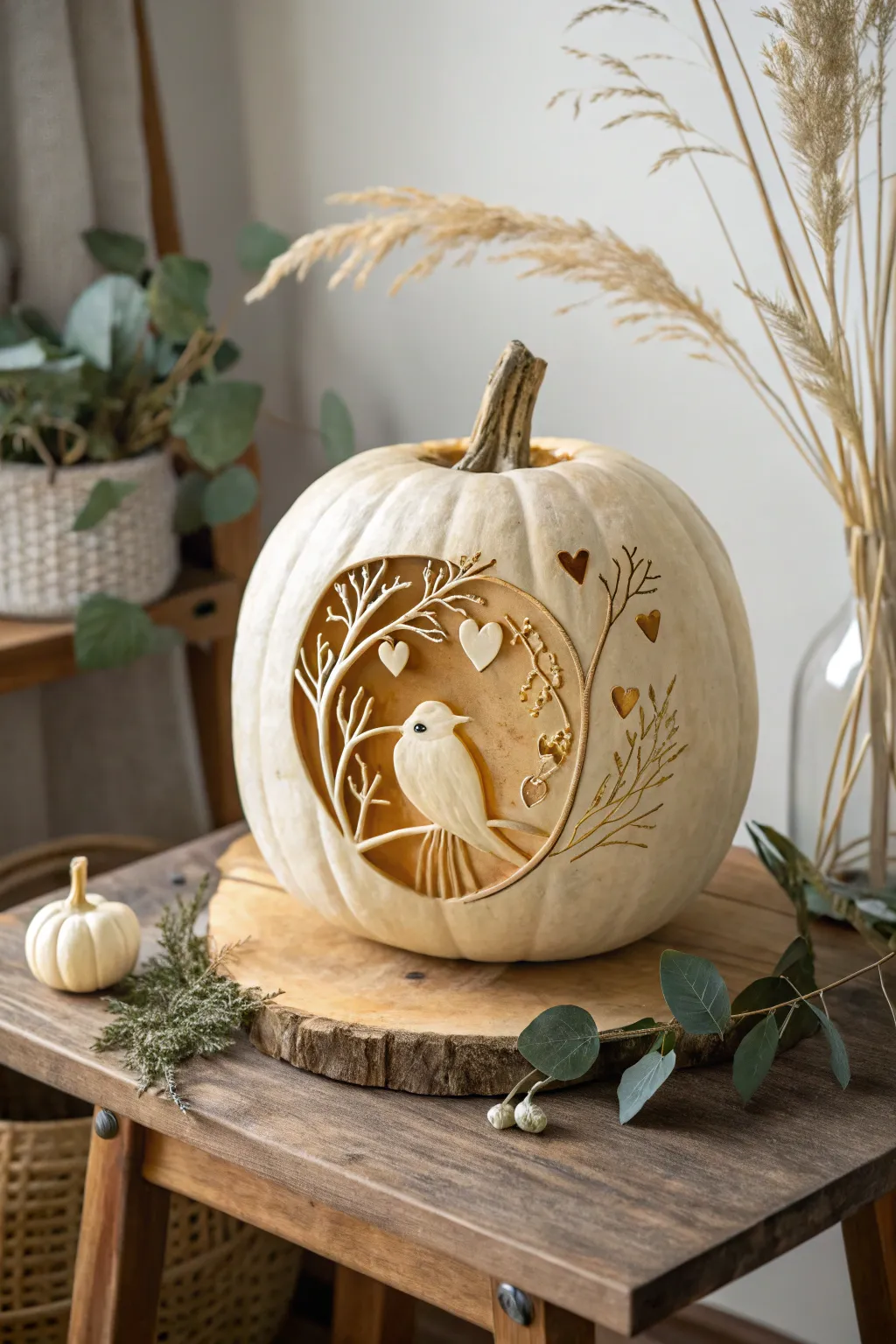 Create a cozy haven with this Love Birds Nest pumpkin carving.