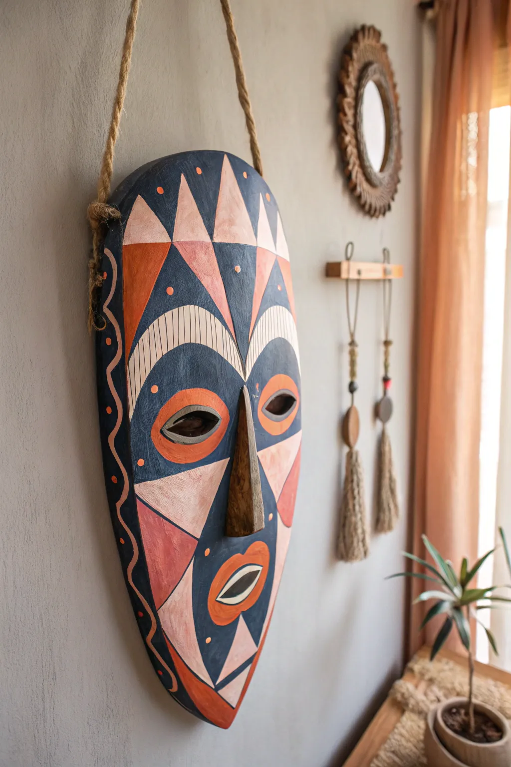 Unleash creativity with bold, geometric abstract art masks—where Scandinavian minimalism meets boho flair.