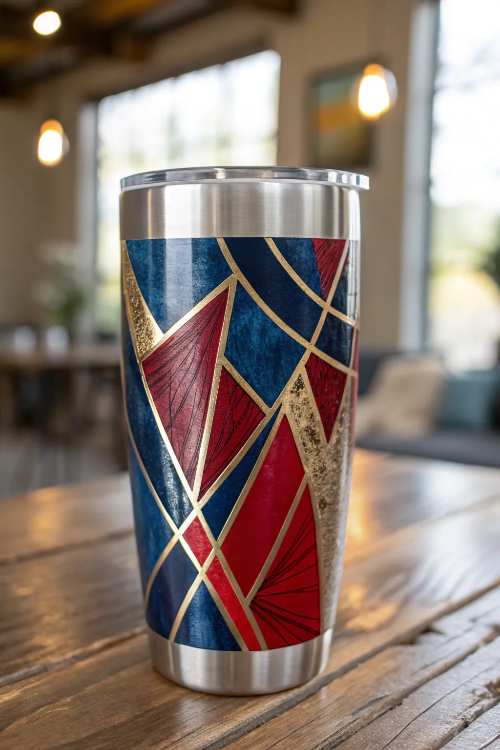 Elevate your style with a touch of abstract art on your everyday tumbler.