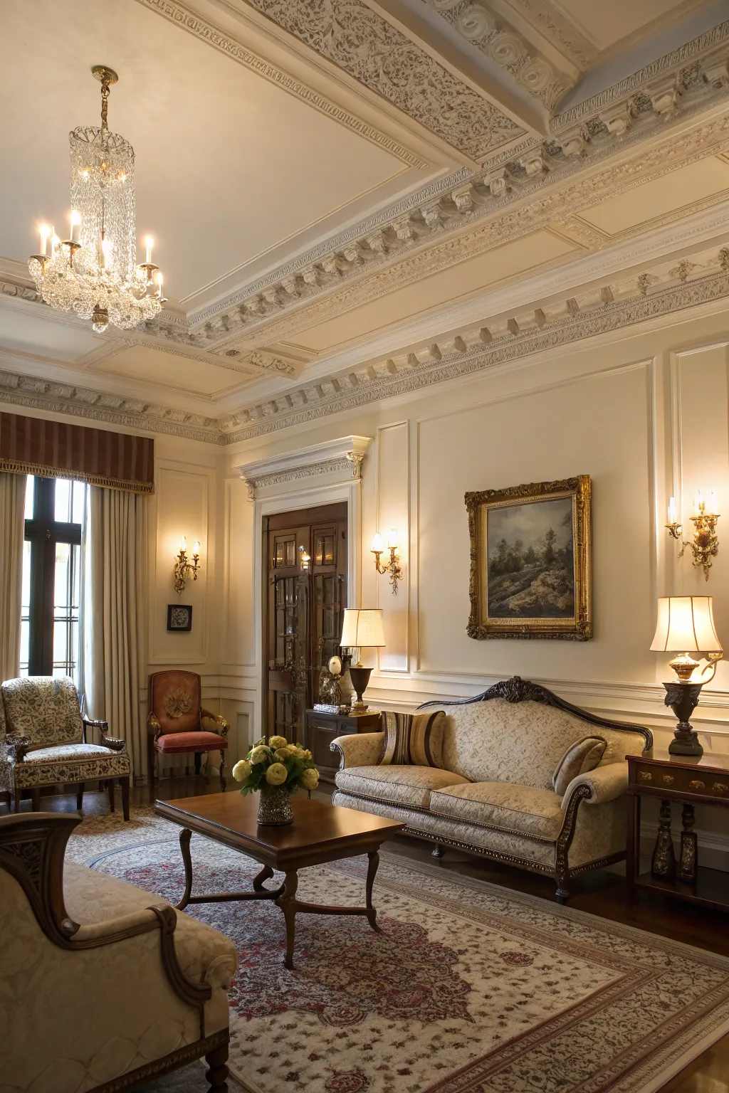 Crown molding highlighting historic details in a classic room.