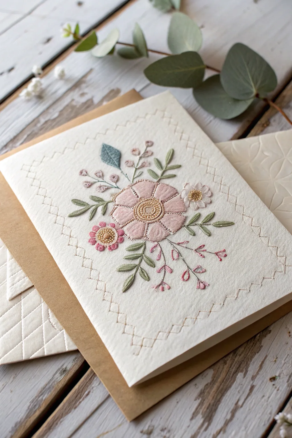 Crafted with love: A hand-stitched Mother's Day card that speaks from the heart.