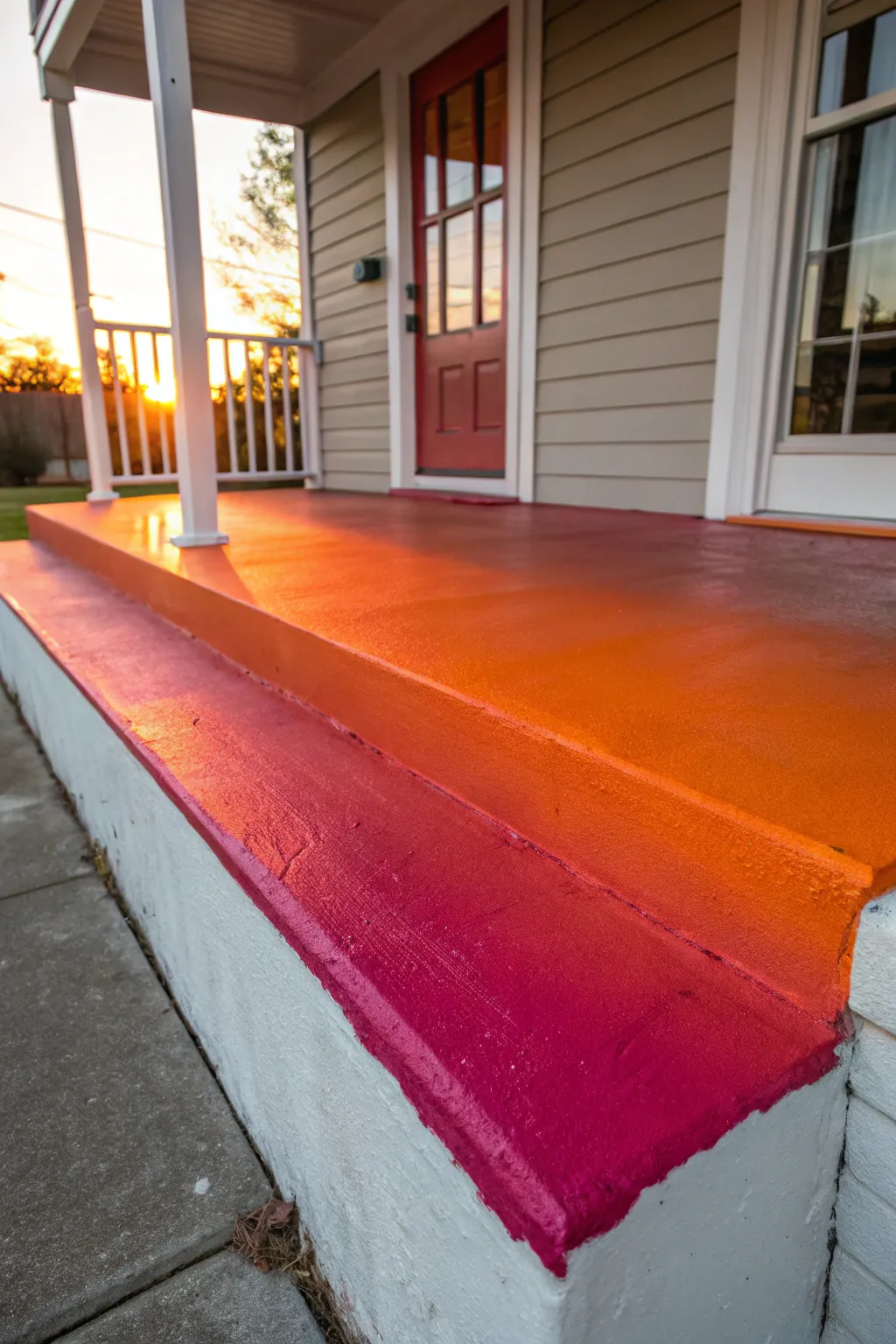 Step into your very own sunset oasis with this stunning gradient porch design.