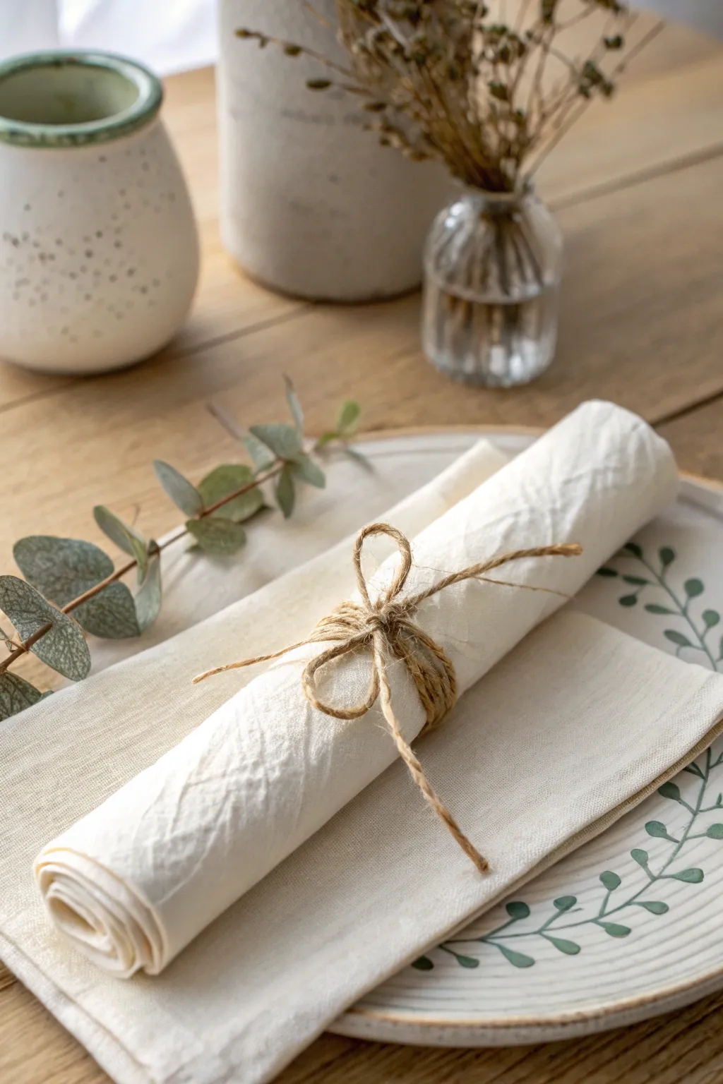 Elevate your table setting with the timeless elegance of a scroll-folded napkin.