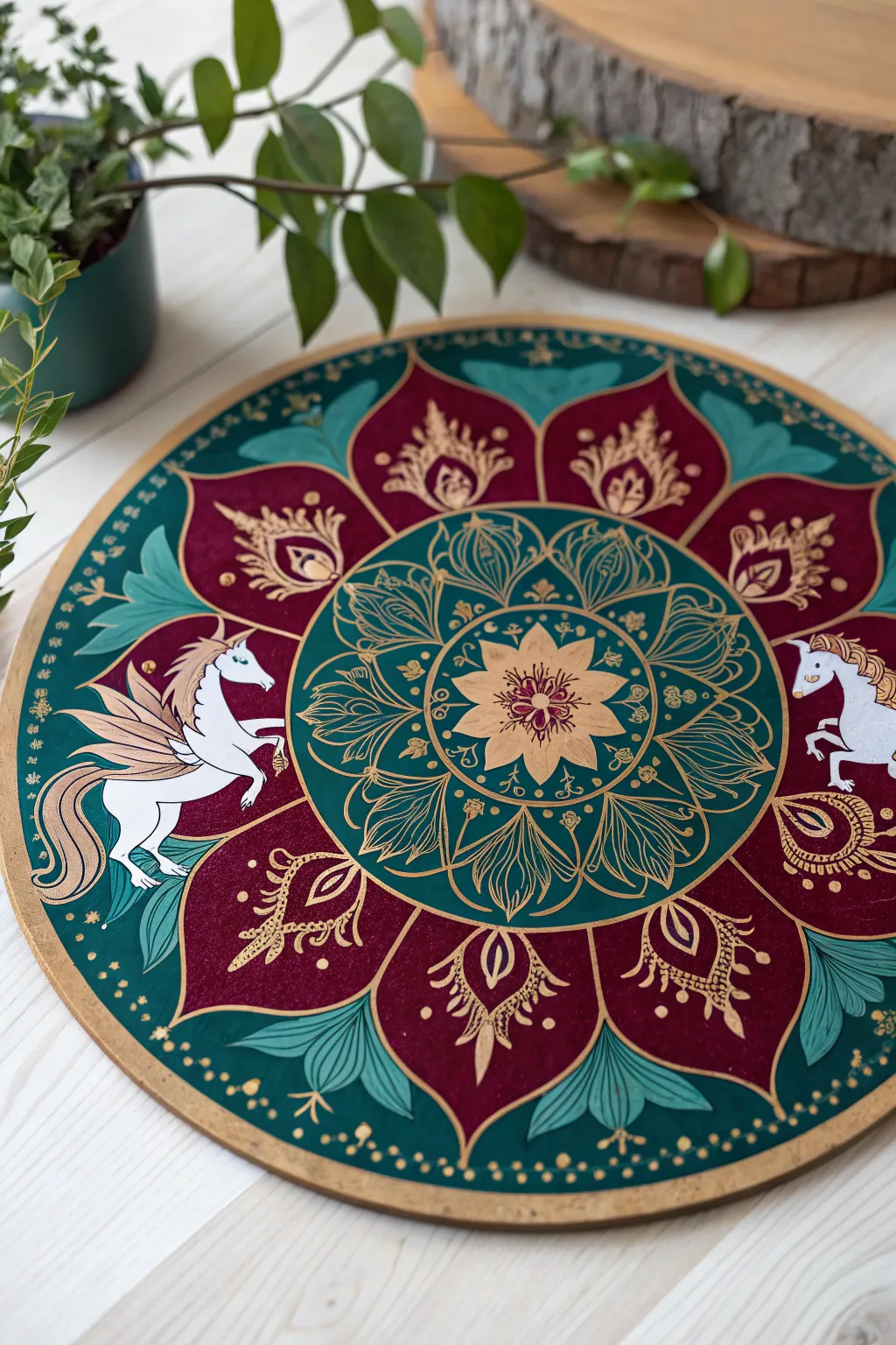 Escape into a fantasy world with this enchanting mandala, where mythical creatures and magical landscapes come to life.