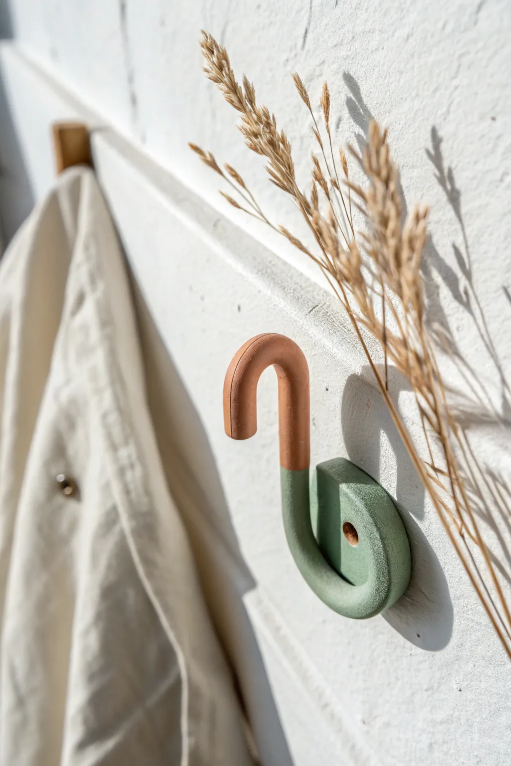 Elevate your space with the artful simplicity of polymer clay wall hooks.