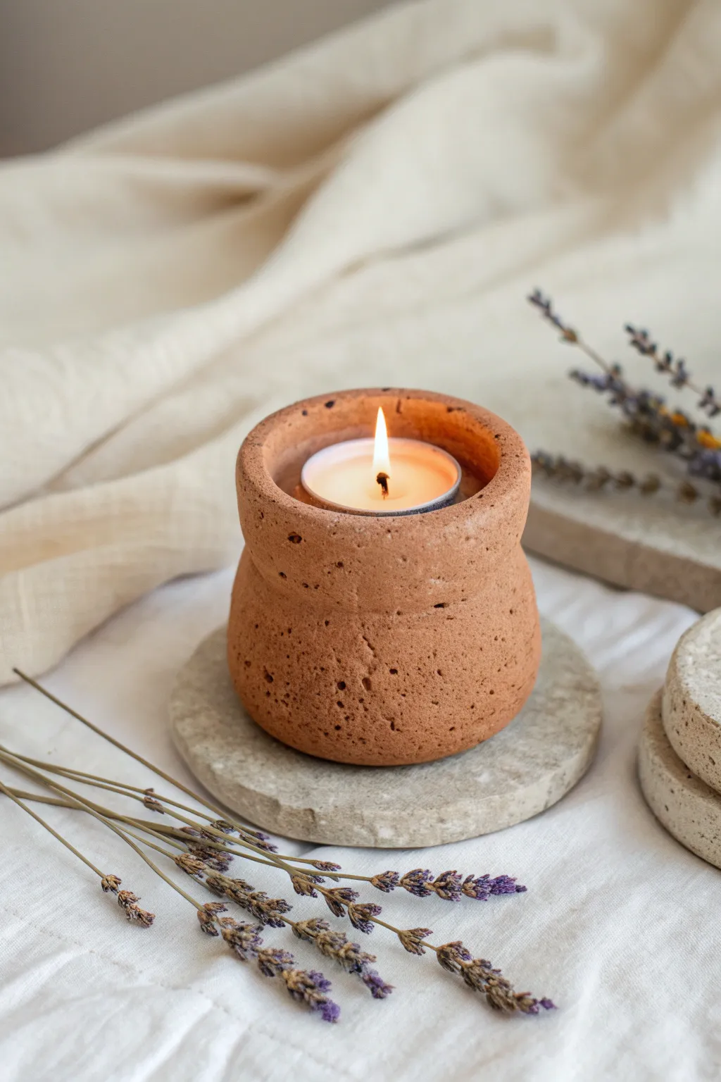 Illuminate your space with handcrafted elegance: DIY clay candle holders that blend minimalist design with boho flair.