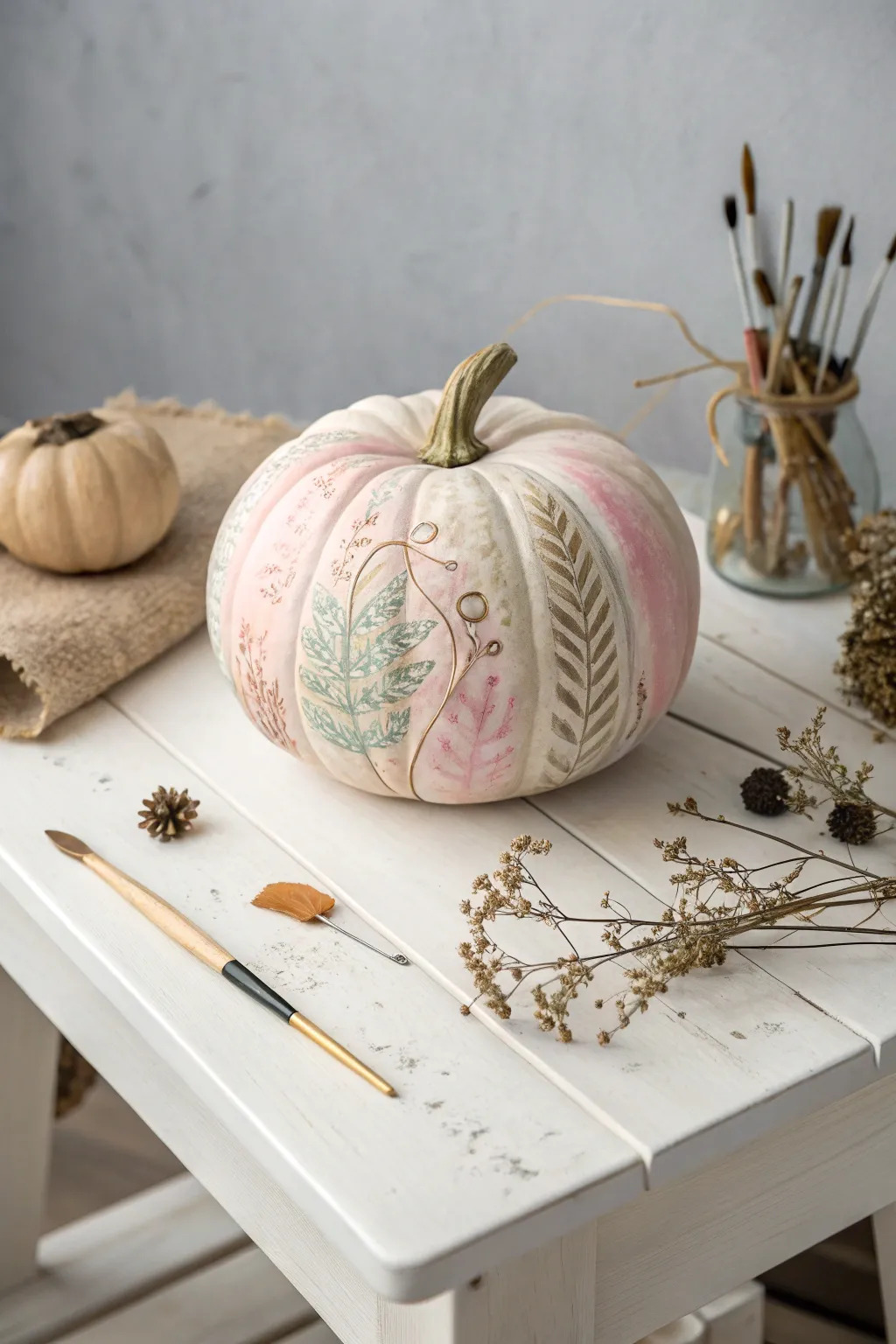 Craft a shared masterpiece: Collaborative pumpkin painting for a touch of artistic unity.