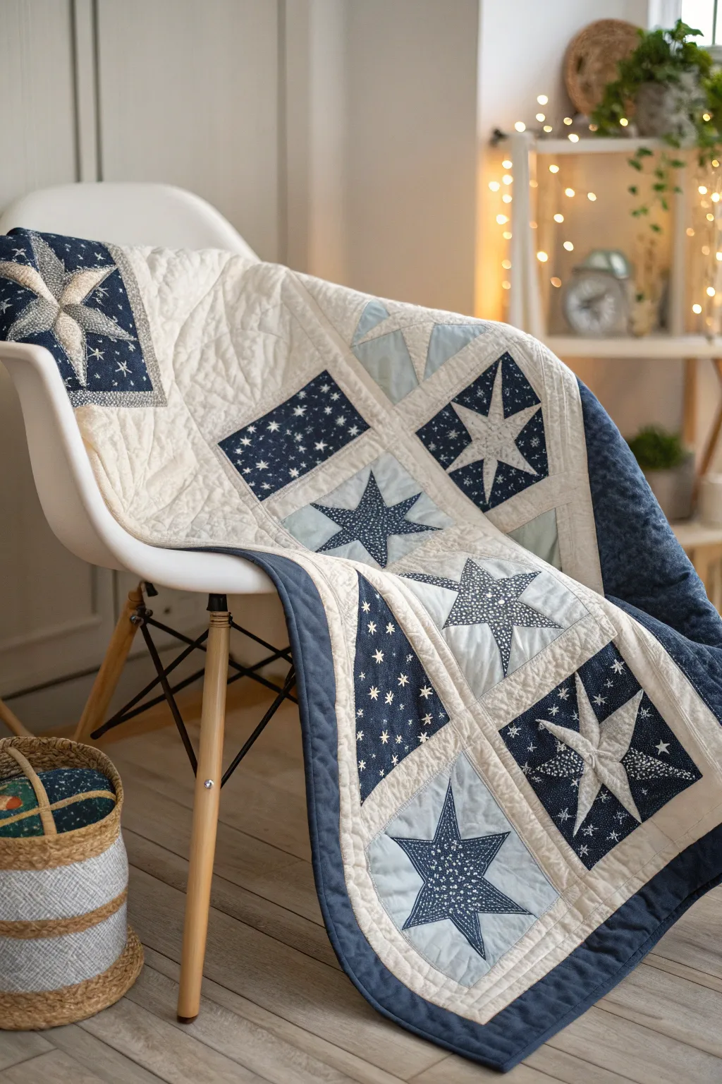 Wrap yourself in a dream with this Starry Night quilt, where craftsmanship meets celestial beauty.