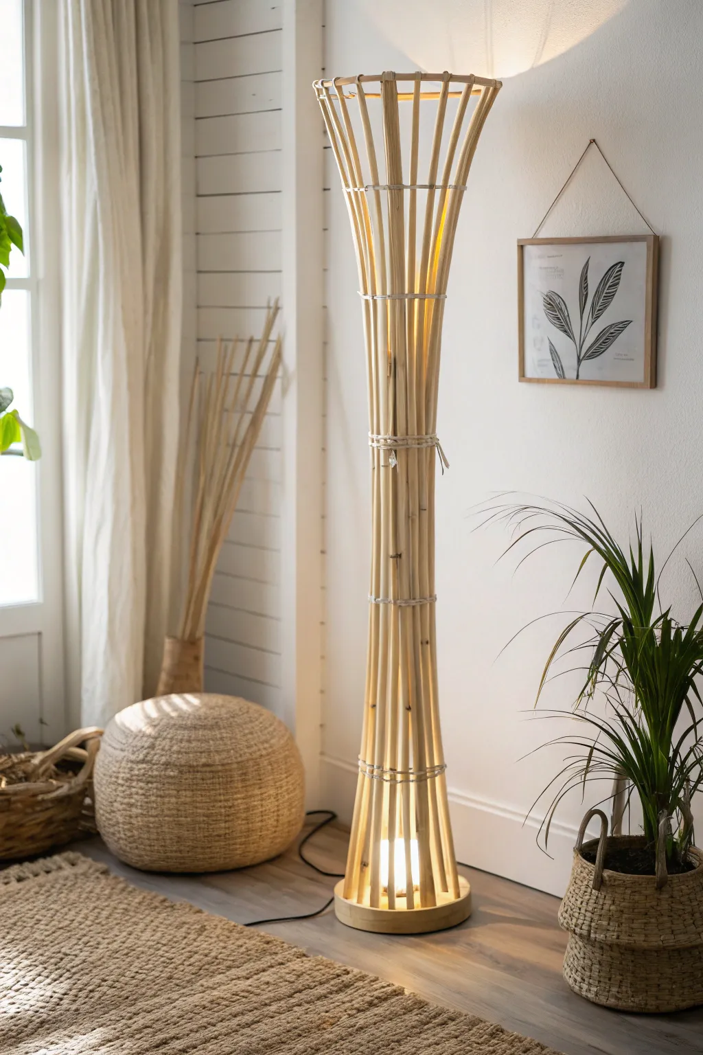 Illuminate your space with the natural elegance of a handmade bamboo stick lamp, where Scandinavian minimalism meets Boho charm.