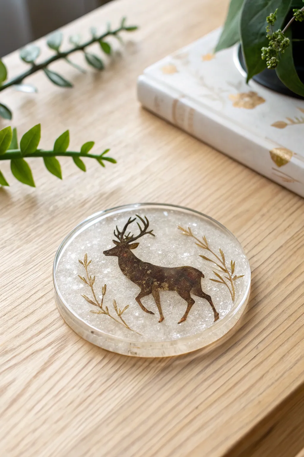 Elevate your decor with this charming deer silhouette resin coaster, perfect for adding a touch of nature-inspired elegance to any space.